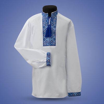 Embroidered shirt for boy "Strict Ornament" blue